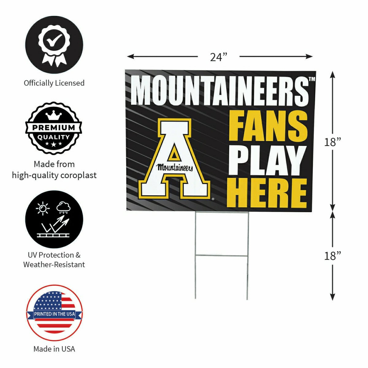 Appalachian State University Coroplast Yard Sign "Fans Play Here", Collegiate, Home
