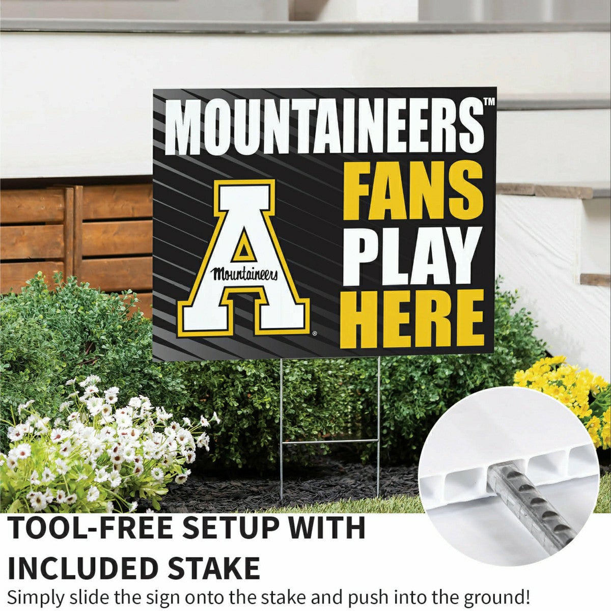 Appalachian State University Coroplast Yard Sign "Fans Play Here", Collegiate, Home