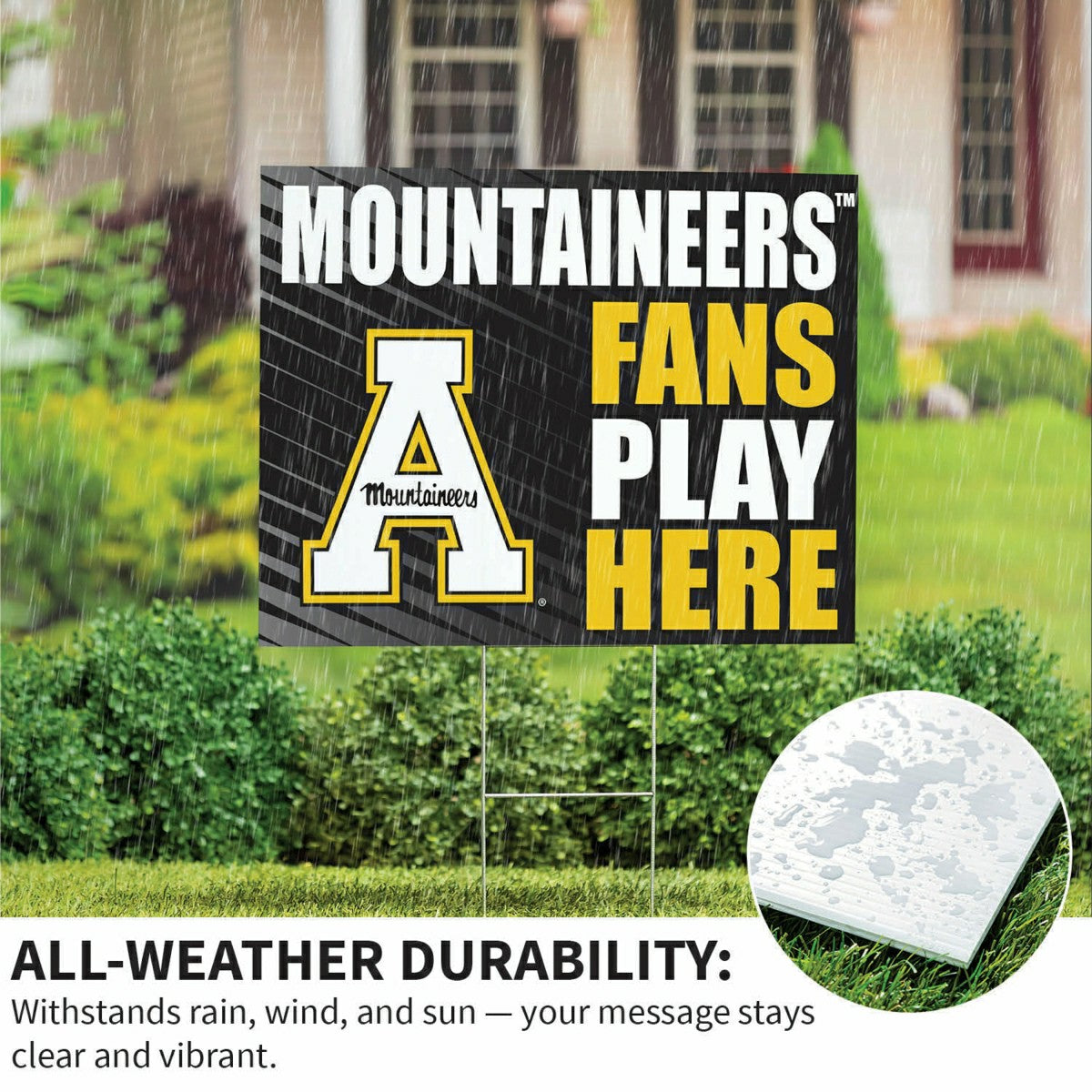Appalachian State University Coroplast Yard Sign "Fans Play Here", Collegiate, Home