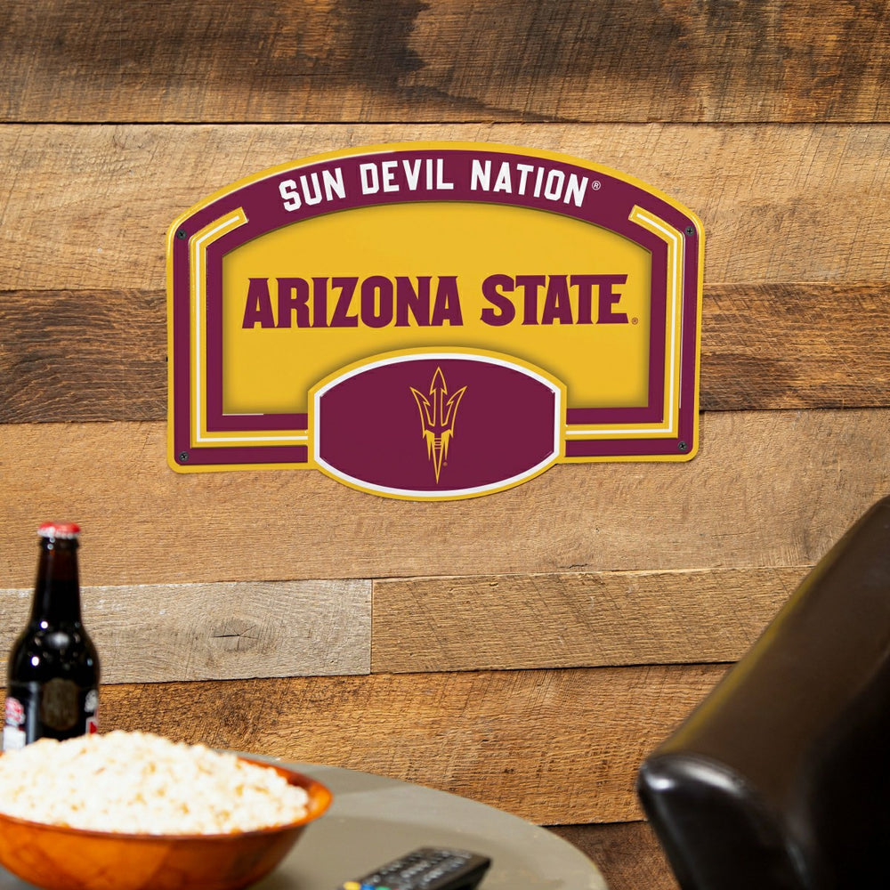 Arizona State University USA Embossed Steel Wall Sign, 11" x 17", Collegiate, Home