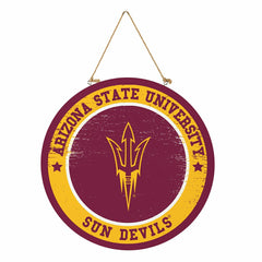 Arizona State University Round Door Décor with Hanging Rope, 18x18, Collegiate, Home