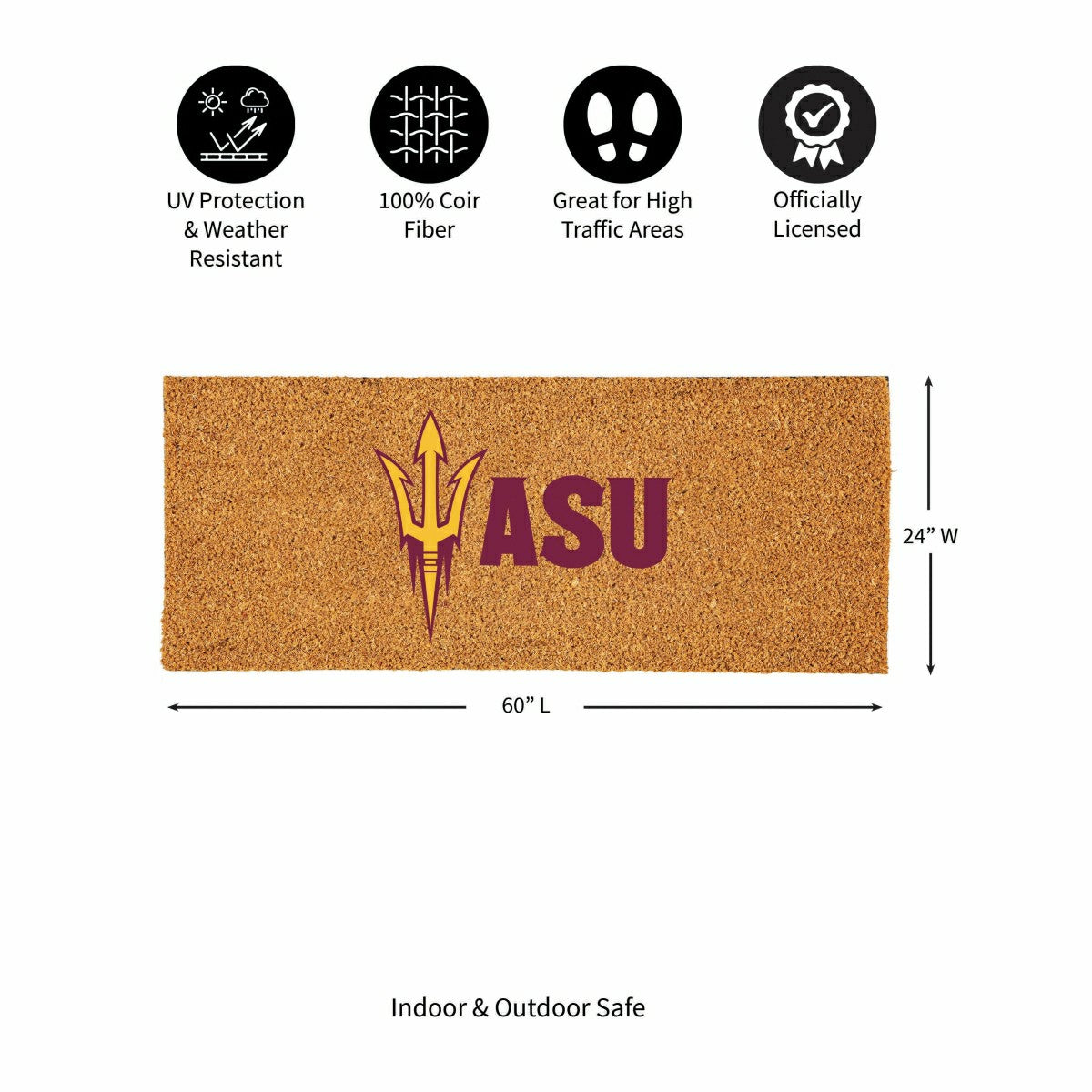 Arizona State University Extra Large Full Color Coir Mat, 60"x24", Collegiate