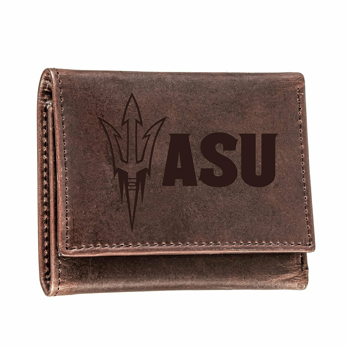 Arizona State University, Tri-Fold Wallet, Brown, CH, 100% Genuine Lea, Collegiate, Home