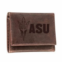 Arizona State University, Tri-Fold Wallet, Brown, CH, 100% Genuine Lea, Collegiate, Home