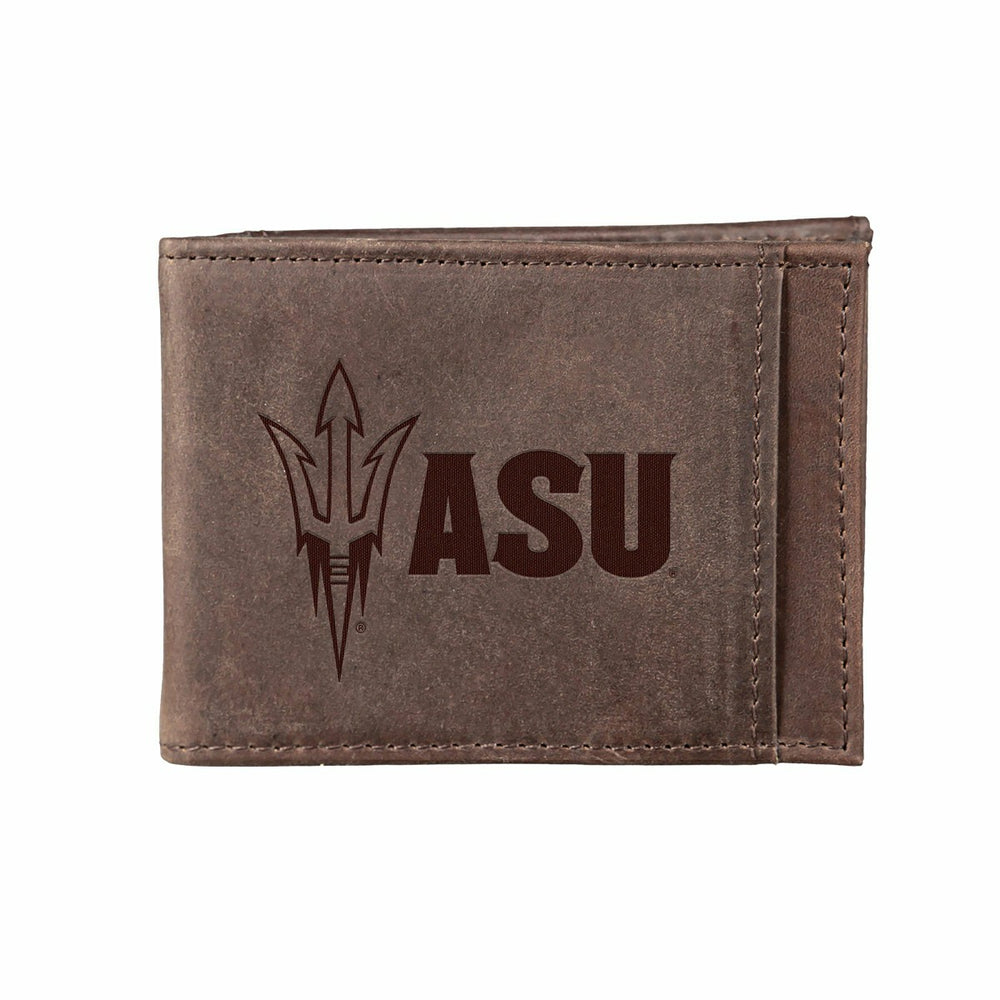 Front Pocket Wallet w/ RFID Blocking, Arizona State University, Brown, Collegiate, Home