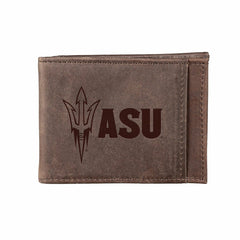 Front Pocket Wallet w/ RFID Blocking, Arizona State University, Brown, Collegiate, Home
