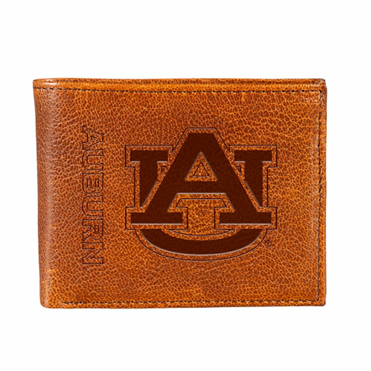Auburn University, Embossed 100% Genuine Tumbled Leather Passcase Bi-F, Collegiate, Home