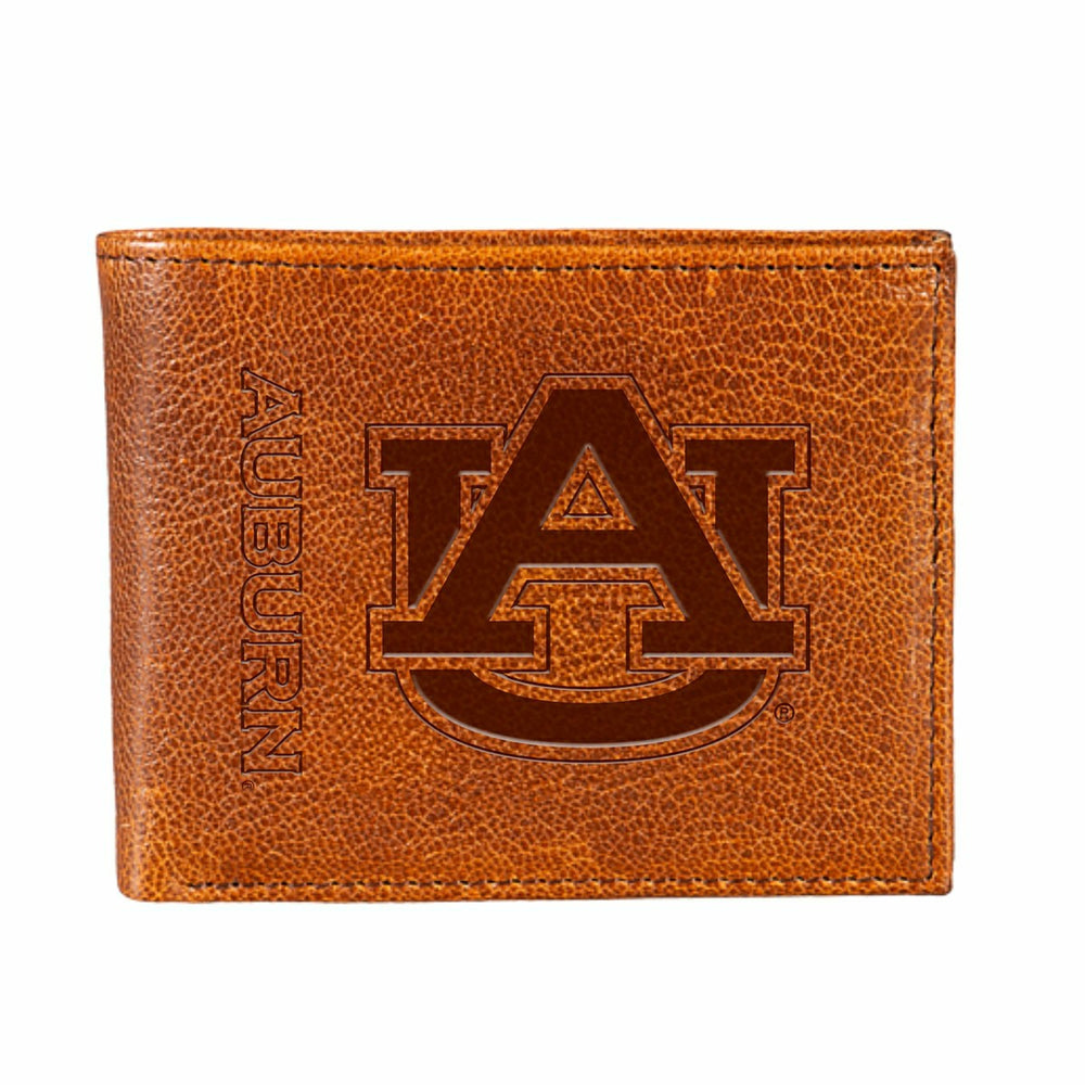 Auburn University, Embossed 100% Genuine Tumbled Leather Passcase Bi-F, Collegiate, Home