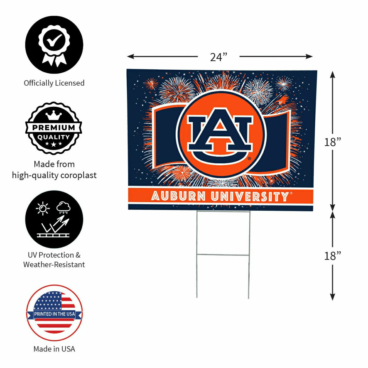 Auburn University Yard Sign, Patriotic, Collegiate, Home