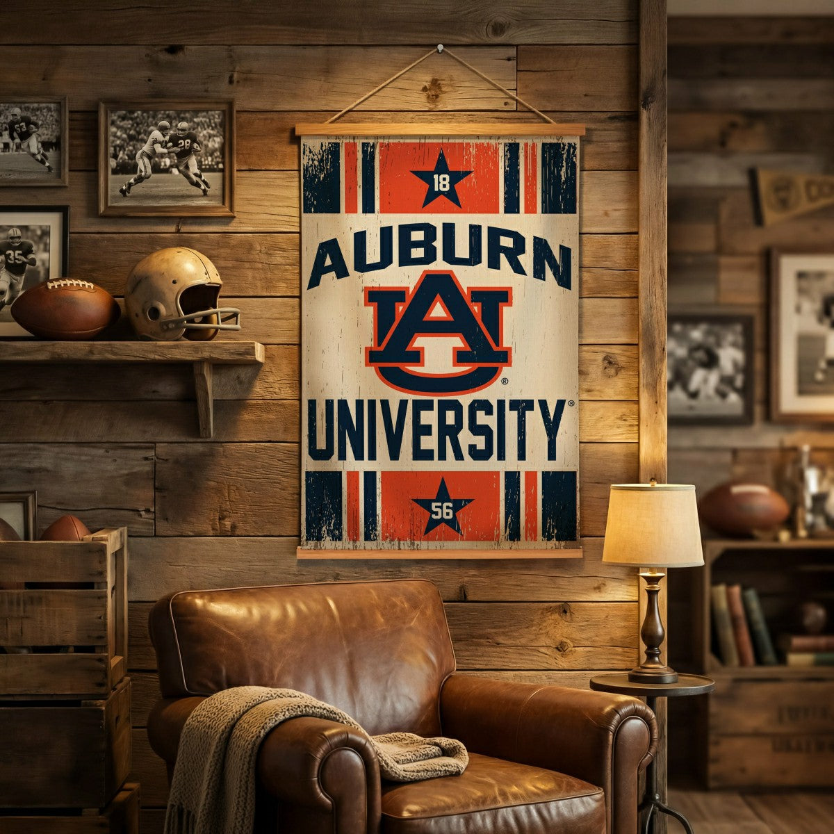 Auburn University, Canvas Wall Tapestry, Medium, 36x24, Collegiate, Home