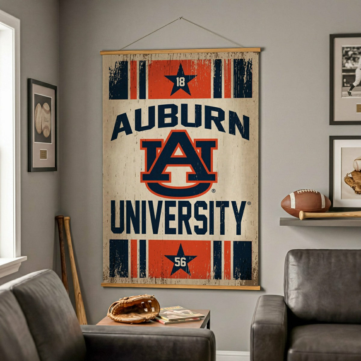 Auburn University, Canvas Wall Tapestry, Large, 54x36, Collegiate, Home