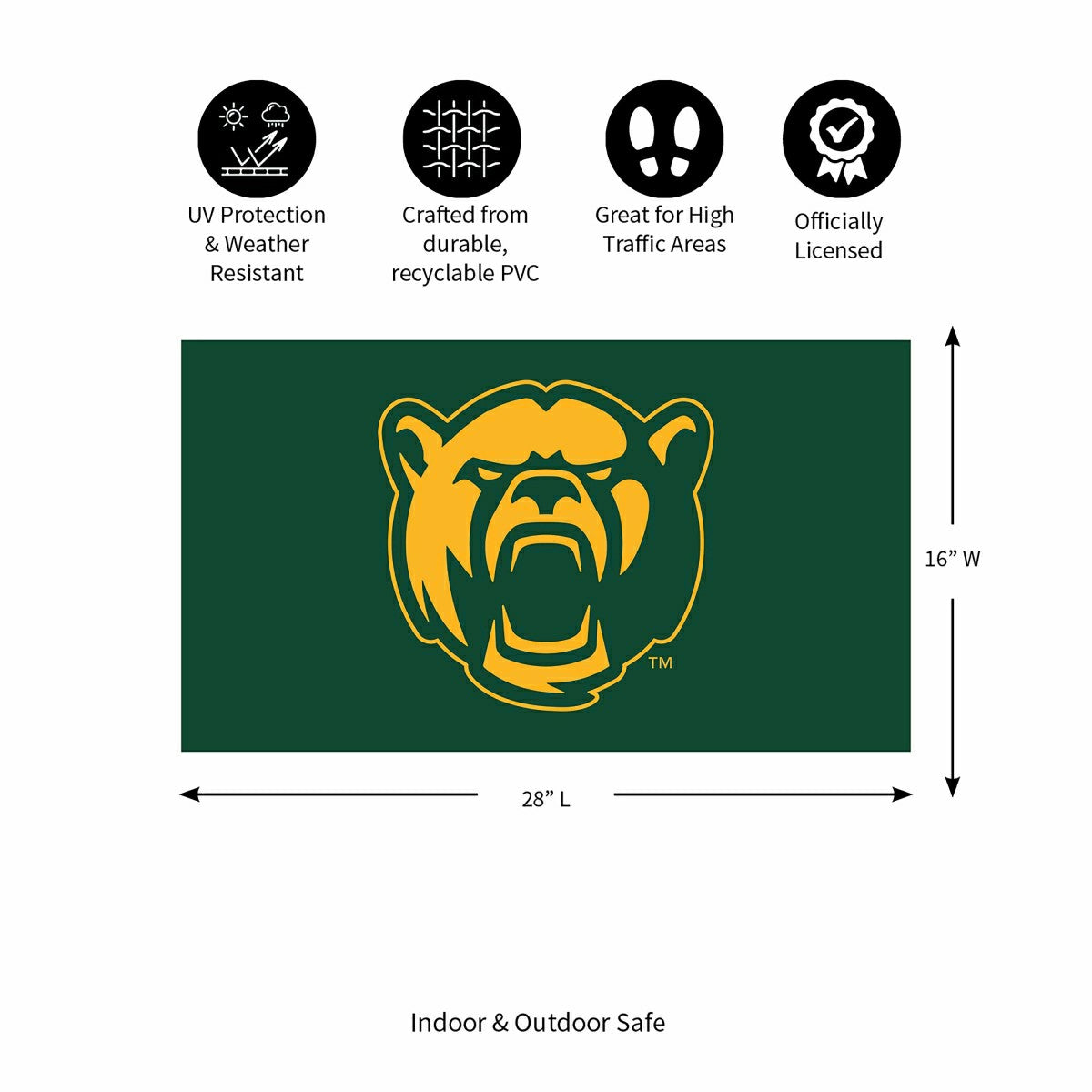 Full Color PVC Mat, 16" x 28", Baylor University, Collegiate