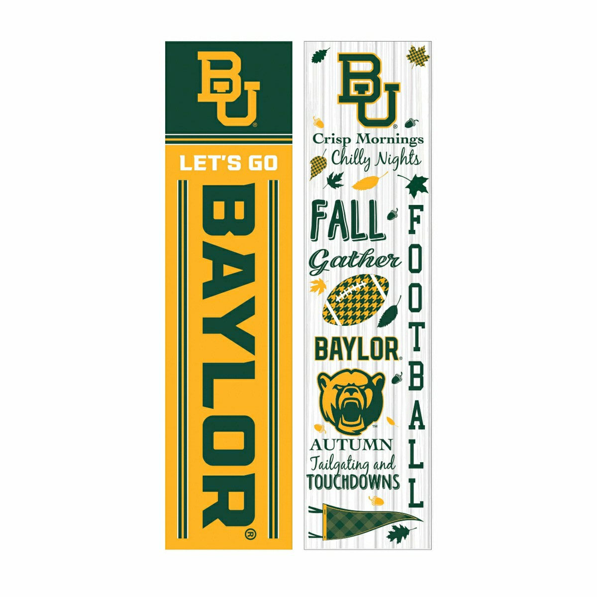 46" Double Sided Leaner, Baylor University, Fall Seasonal, Collegiate, Home