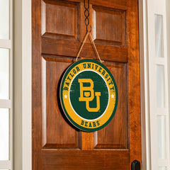 Baylor University Round Door Décor with Hanging Rope, 18x18, Collegiate, Home
