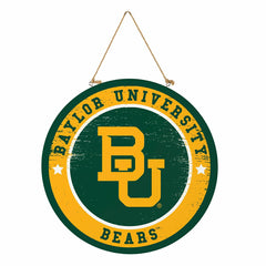 Baylor University Round Door Décor with Hanging Rope, 18x18, Collegiate, Home