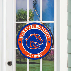 Boise State University Round Door Décor with Hanging Rope, 18x18, Collegiate, Home