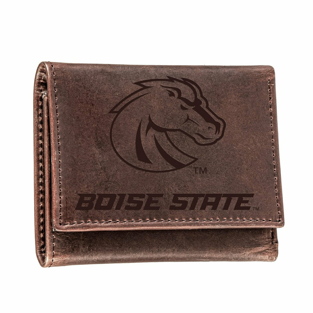Boise State University, Tri-Fold Wallet, Brown, CH, 100% Genuine Leath, Collegiate, Home