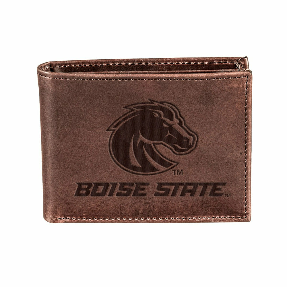 Boise State University, Bi-Fold Wallet, Brown, CH, 100% Genuine Leathe, Collegiate, Home