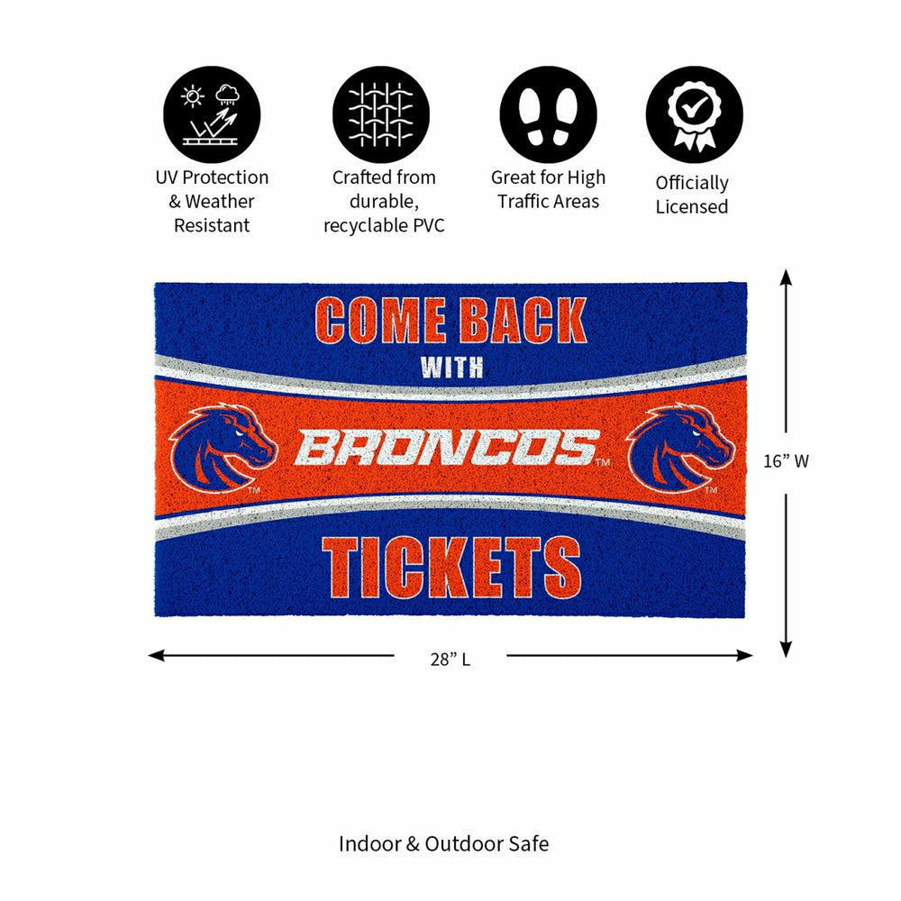 28" x 16" PVC Trapper Mat, Come Back with Tickets, Boise State Univers, Collegiate