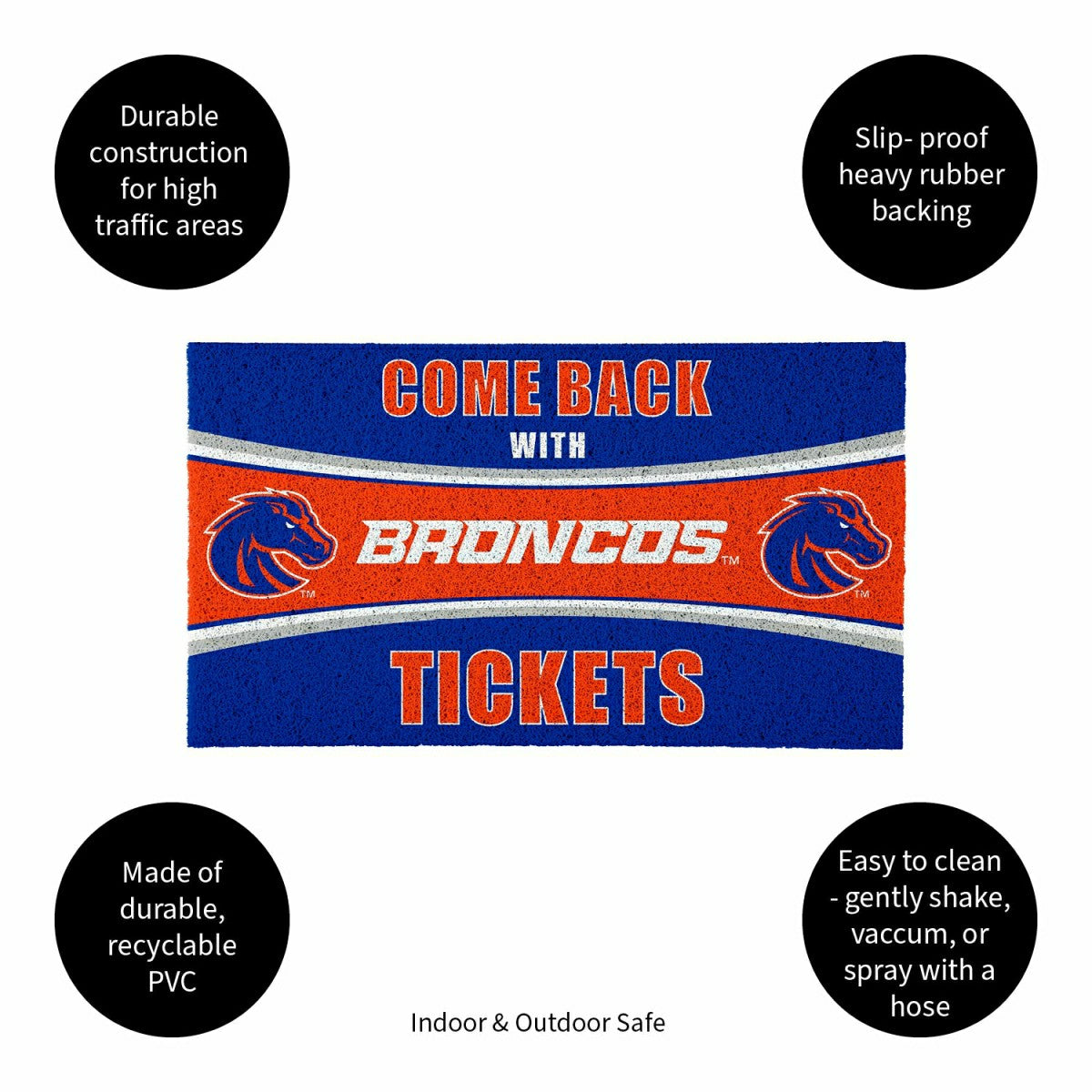 28" x 16" PVC Trapper Mat, Come Back with Tickets, Boise State Univers, Collegiate