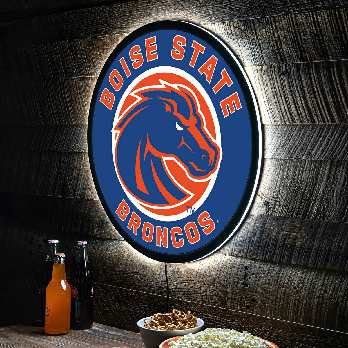 LED Wall Decor, Round, Boise State University, Collegiate, Home