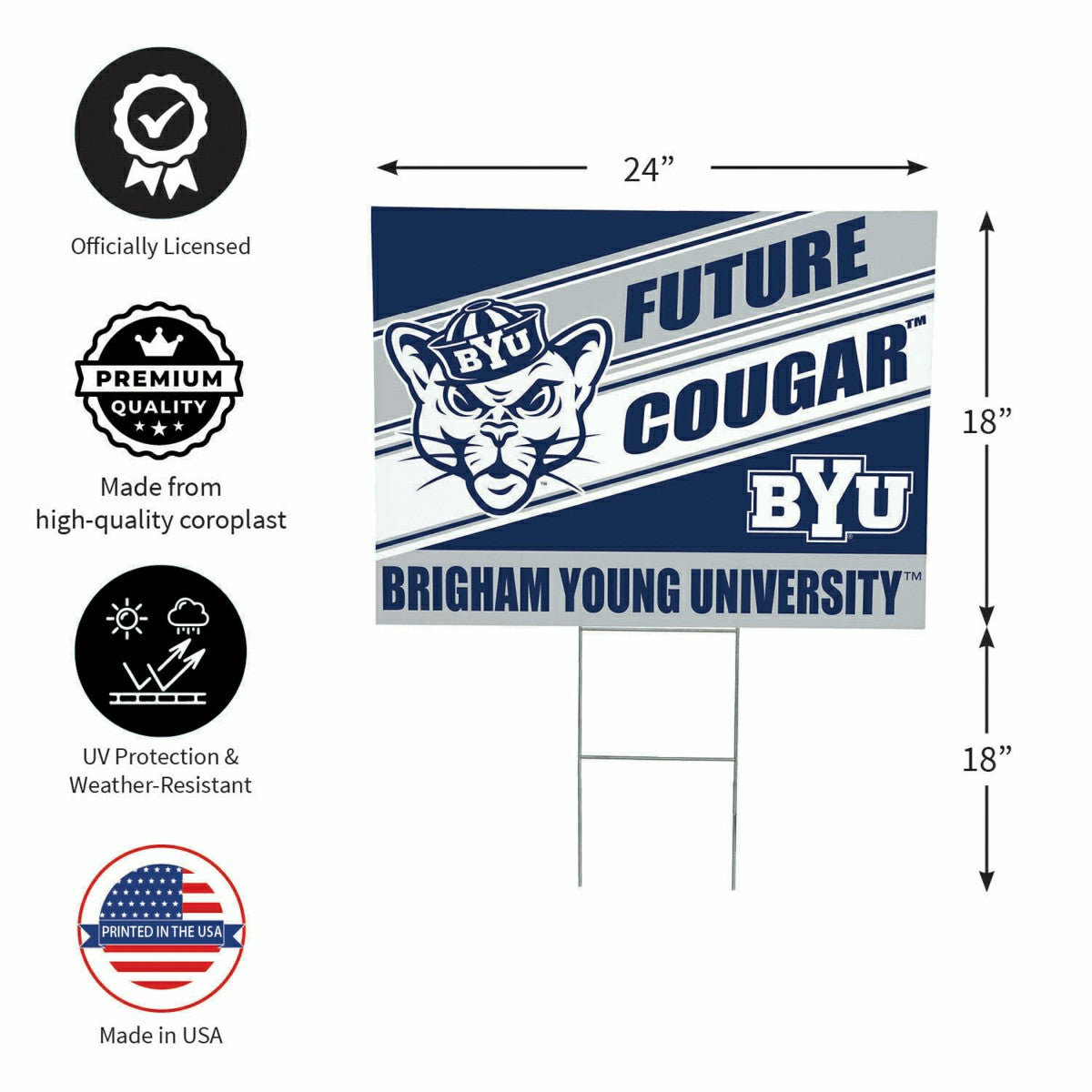 Brigham Young University Coroplast Yard Sign, Future Student, Collegiate, Home
