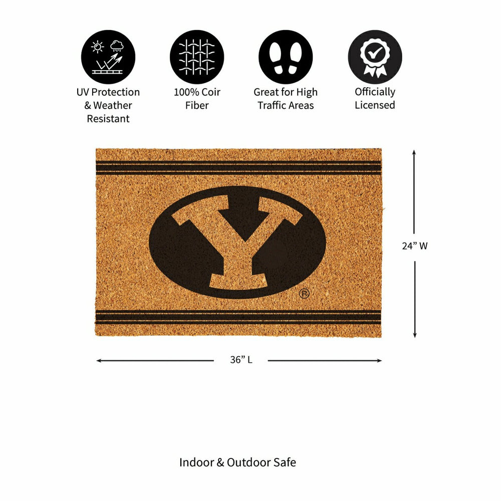 Brigham Young University Large One Color Coir Mat, 36"x24", Collegiate