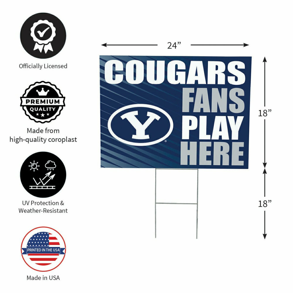 Brigham Young University Coroplast Yard Sign "Fans Play Here", Collegiate, Home