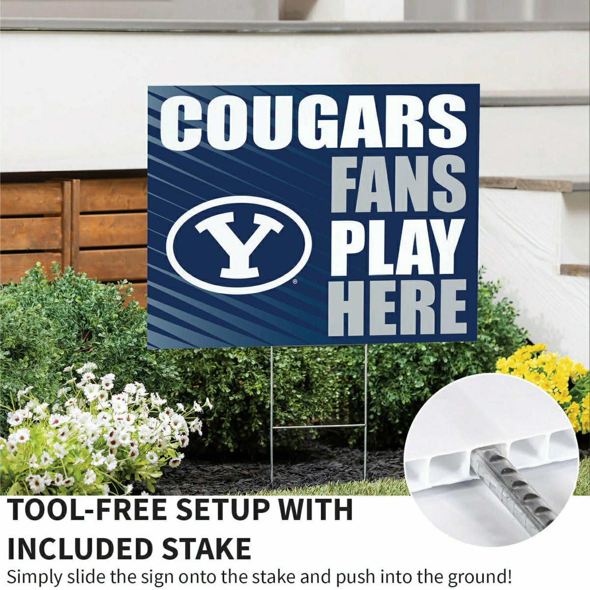 Brigham Young University Coroplast Yard Sign "Fans Play Here", Collegiate, Home