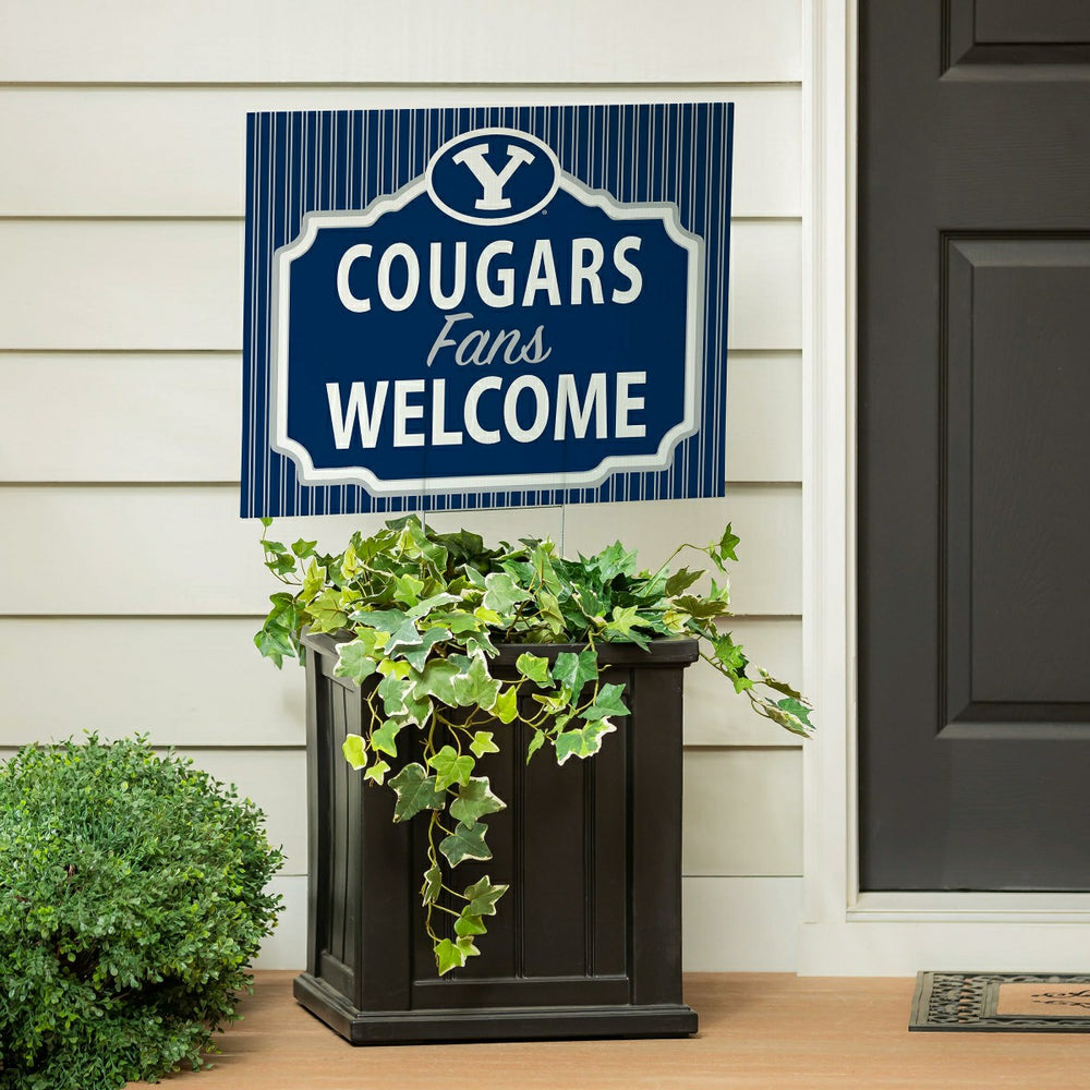 Brigham Young University Coroplast Yard Sign, "Fans Welcome", Collegiate, Home