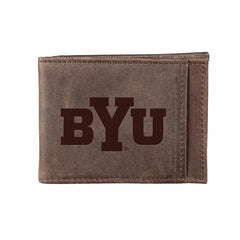 Front Pocket Wallet w/ RFID Blocking, Brigham Young University, Brown, Collegiate, Home