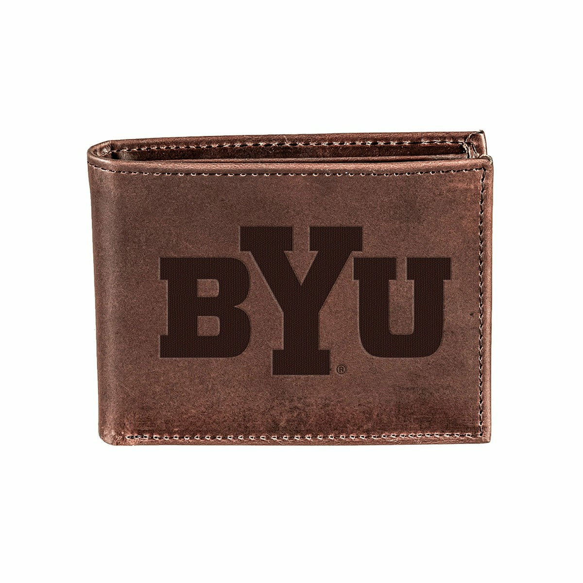 Brigham Young University, Bi-Fold Wallet, Brown, CH, 100% Genuine Leat, Collegiate, Home