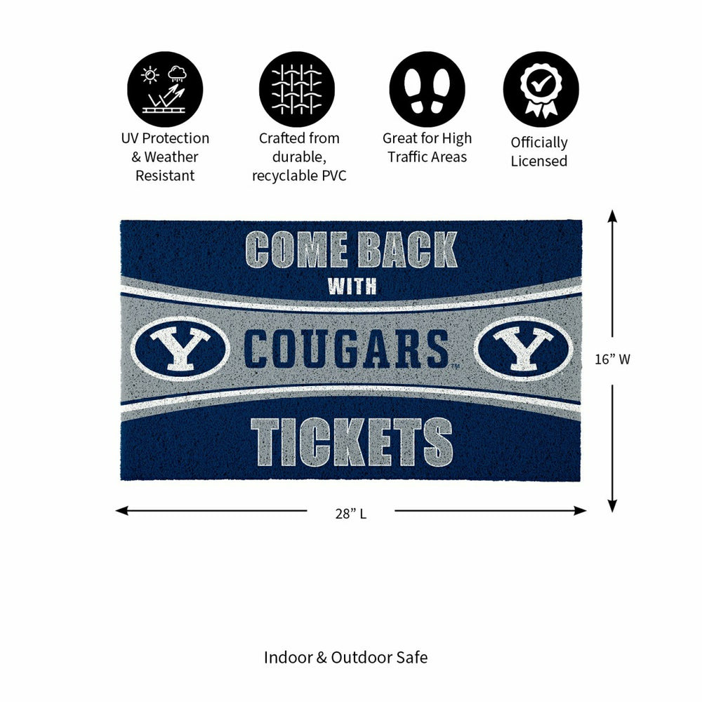 28" x 16" PVC Trapper Mat, Come Back with Tickets, Brigham Young Unive, Collegiate