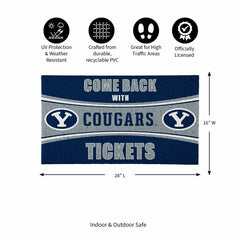28" x 16" PVC Trapper Mat, Come Back with Tickets, Brigham Young Unive, Collegiate