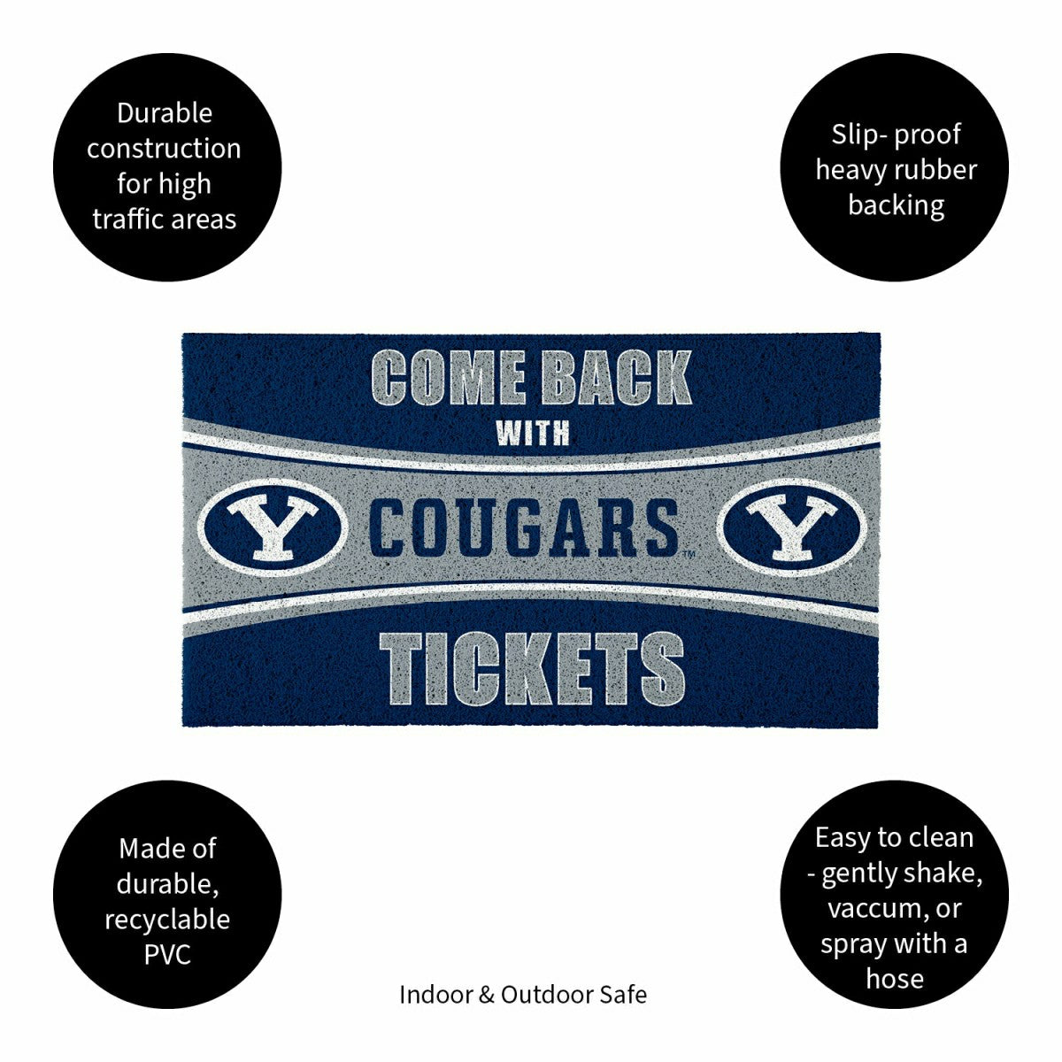 28" x 16" PVC Trapper Mat, Come Back with Tickets, Brigham Young Unive, Collegiate
