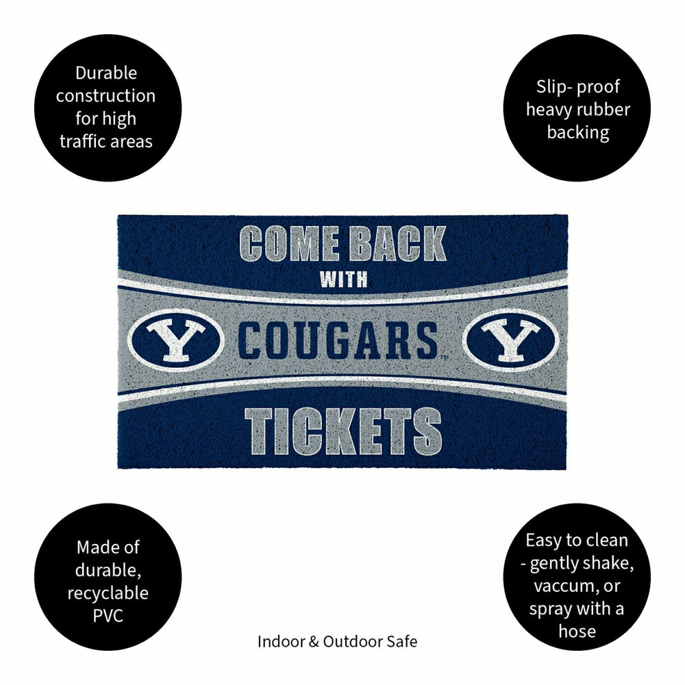 28" x 16" PVC Trapper Mat, Come Back with Tickets, Brigham Young Unive, Collegiate