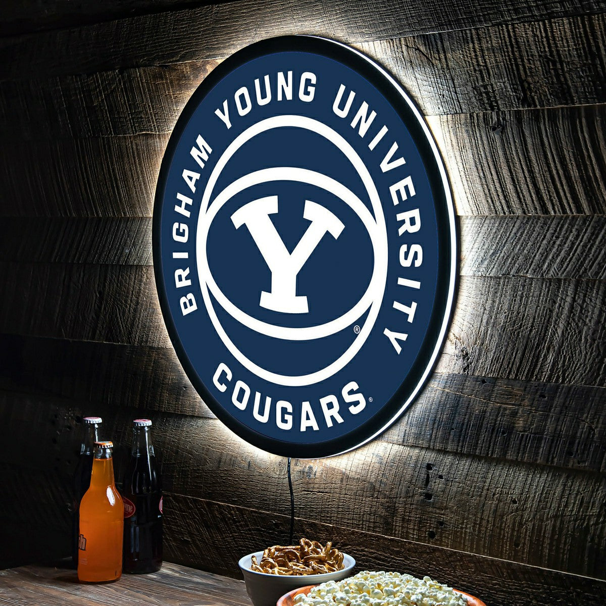 LED Wall Decor, Round, Brigham Young University, Collegiate, Home