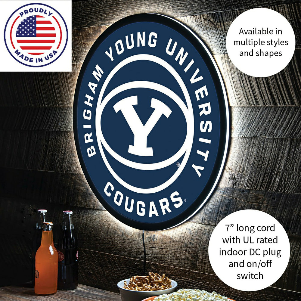 LED Wall Decor, Round, Brigham Young University, Collegiate, Home
