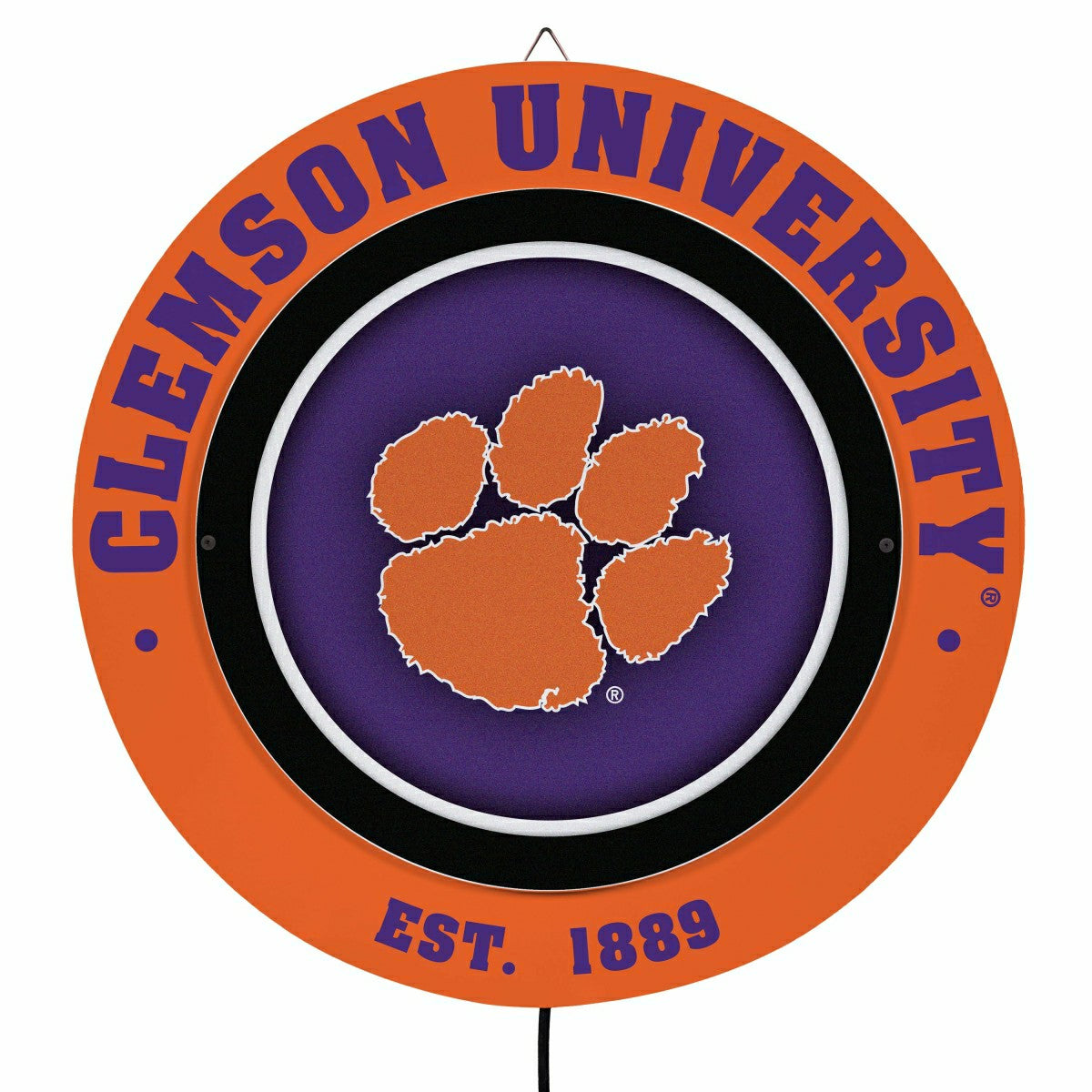 Clemson University, Metal Lite, Round, Collegiate