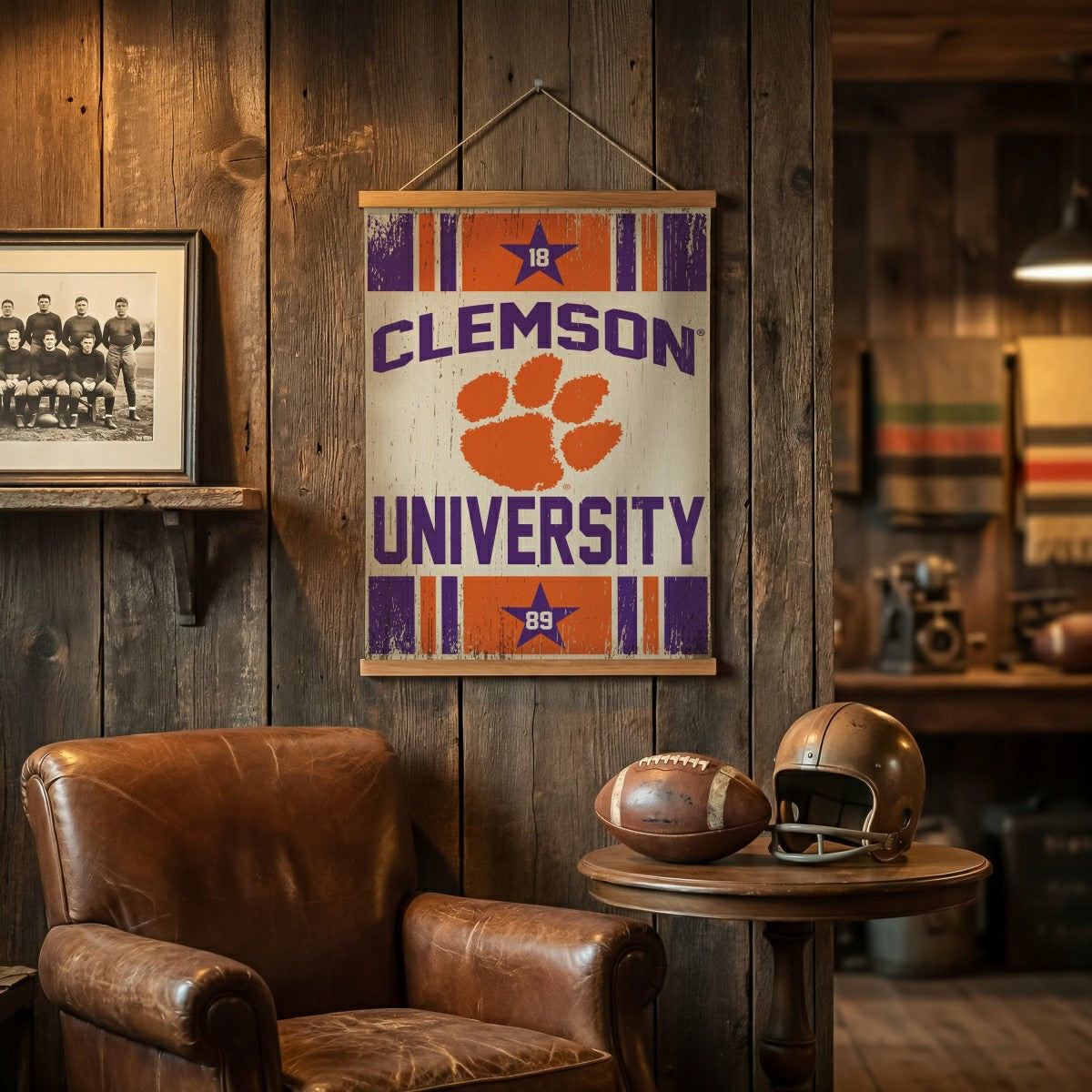 Clemson University, Canvas Wall Tapestry, Medium, 36x24, Collegiate, Home