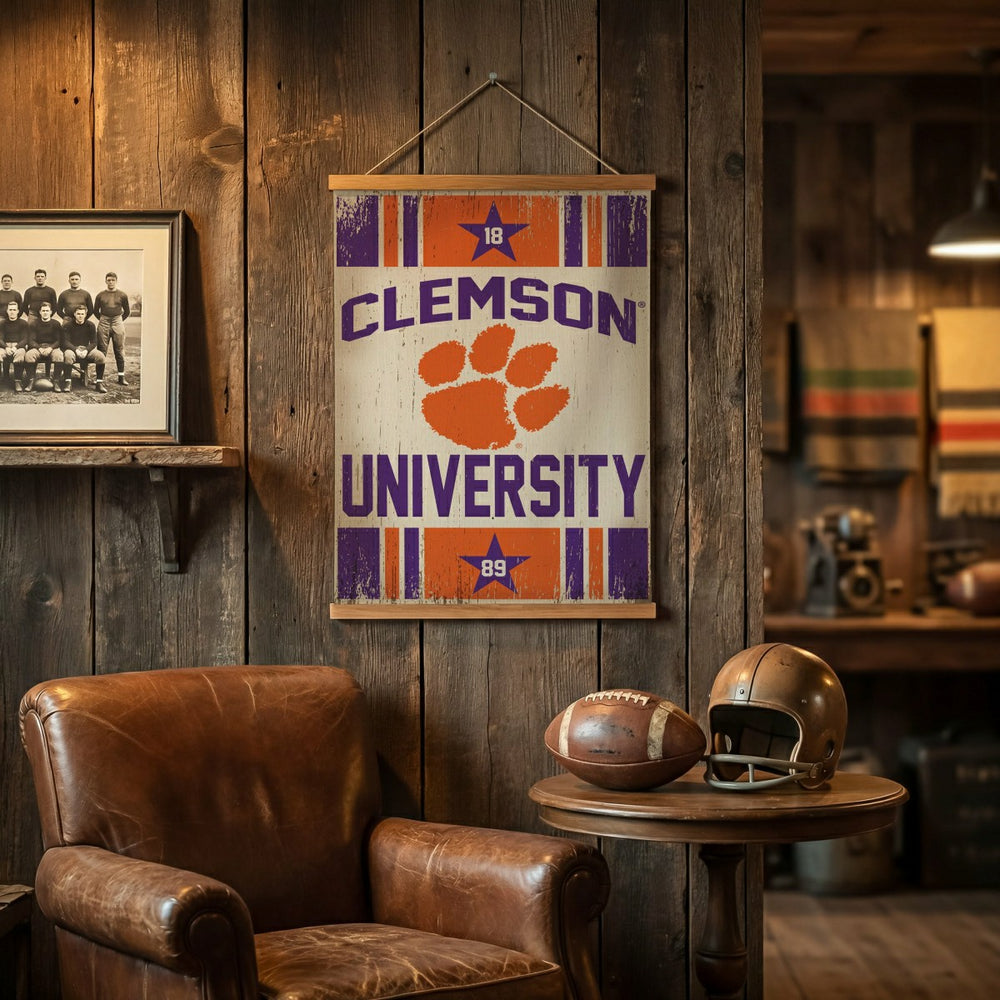 Clemson University, Canvas Wall Tapestry, Medium, 36x24, Collegiate, Home