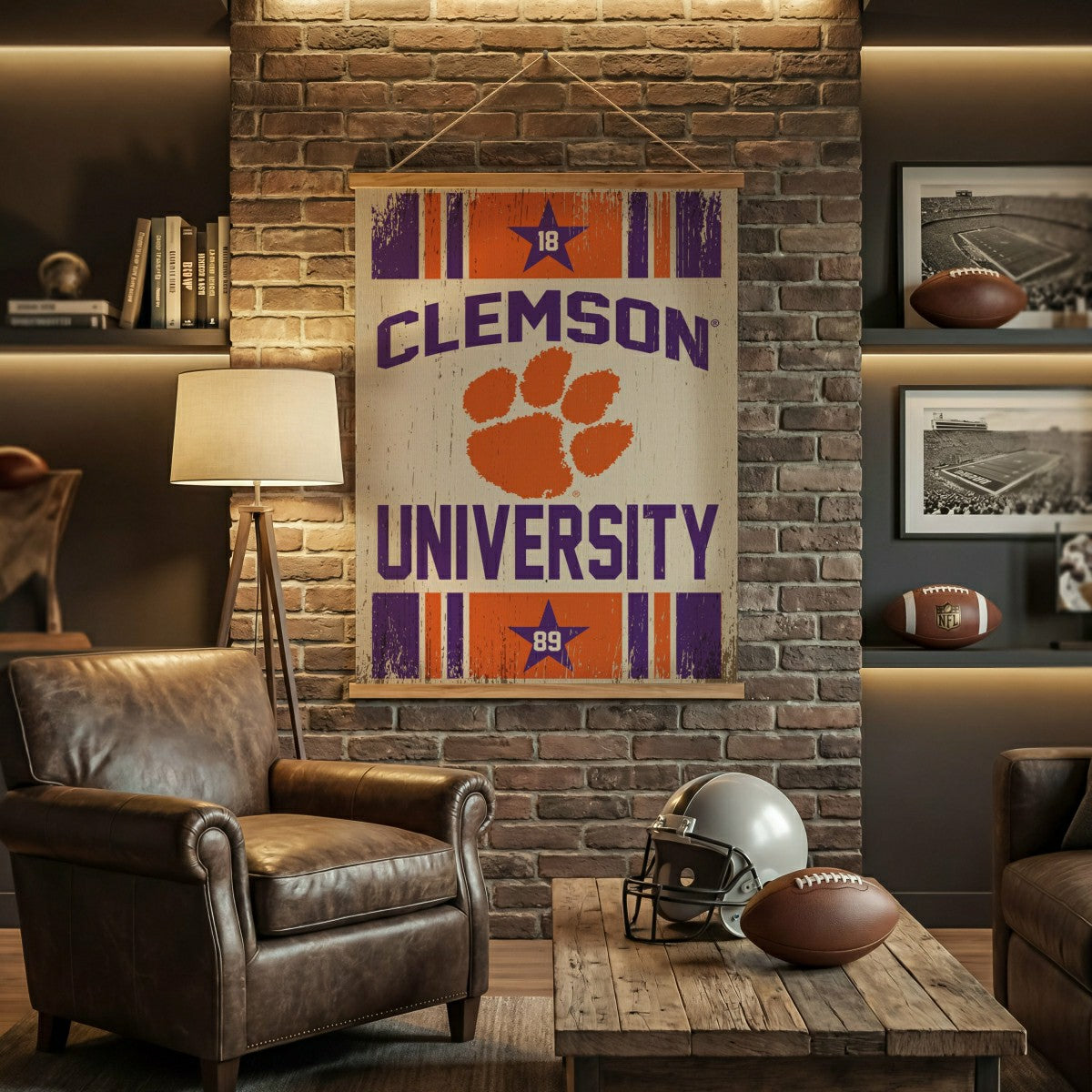 Clemson University, Canvas Wall Tapestry, Large, 54x36, Collegiate, Home