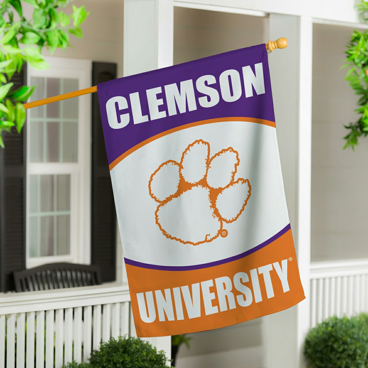 Clemson University Suede Flag, House, Collegiate, Home