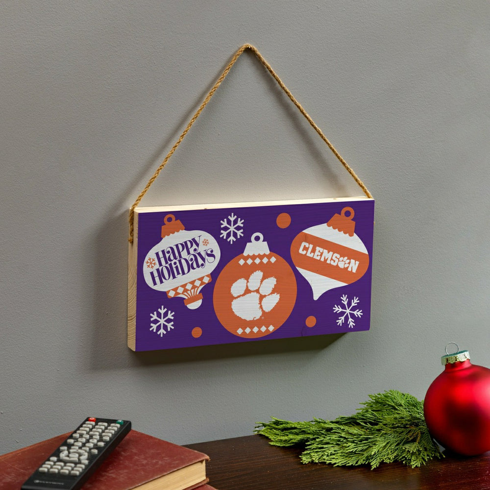 Clemson University Holiday Wood Wall Sign, 6x11, Collegiate, Home