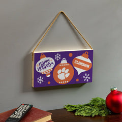 Clemson University Holiday Wood Wall Sign, 6x11, Collegiate, Home