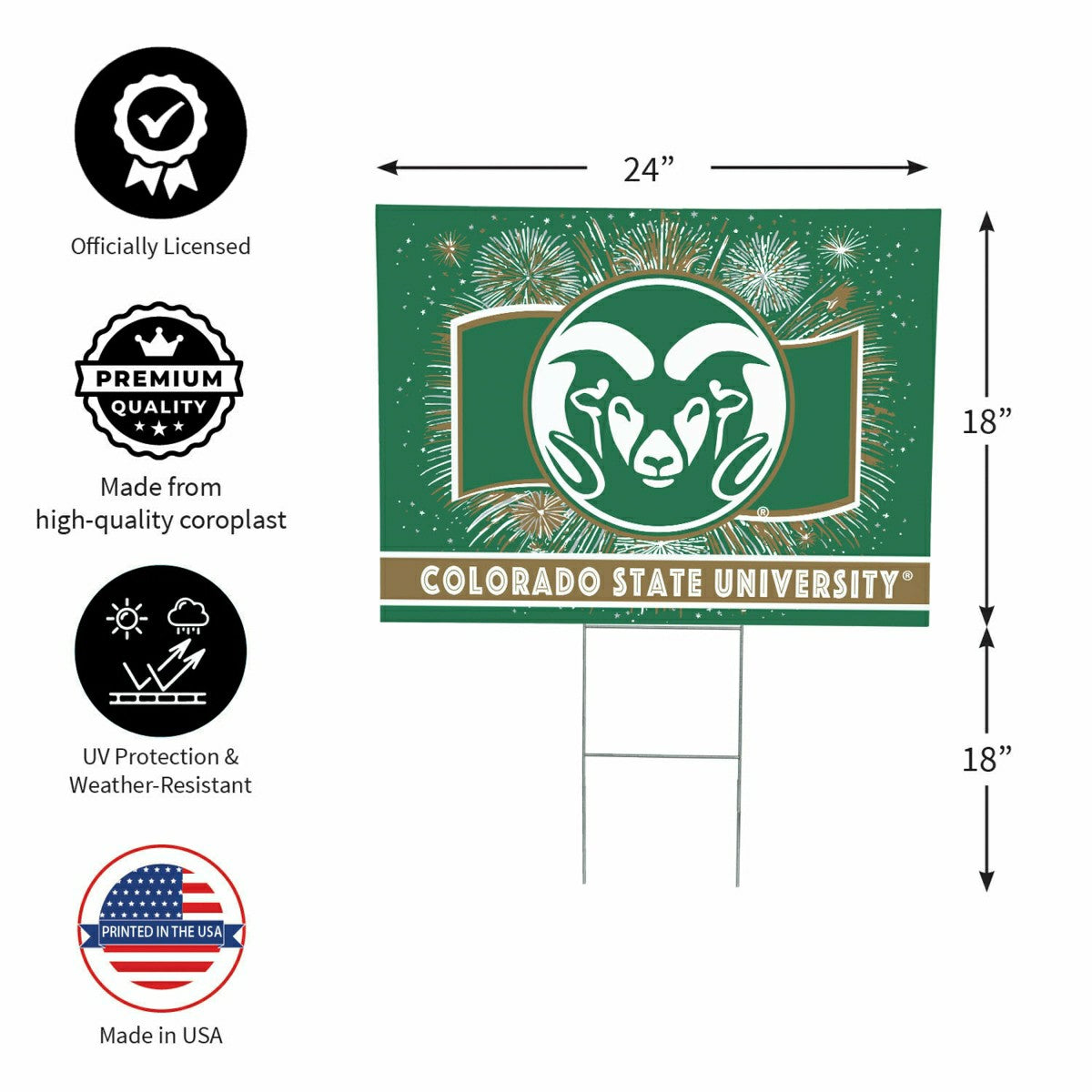 Colorado State University Yard Sign, Patriotic, Collegiate, Home