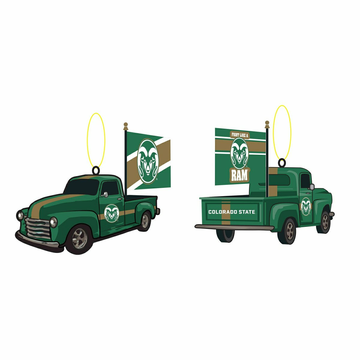 Colorado State University Rally Truck Ornament, Set of 2, Collegiate, Home