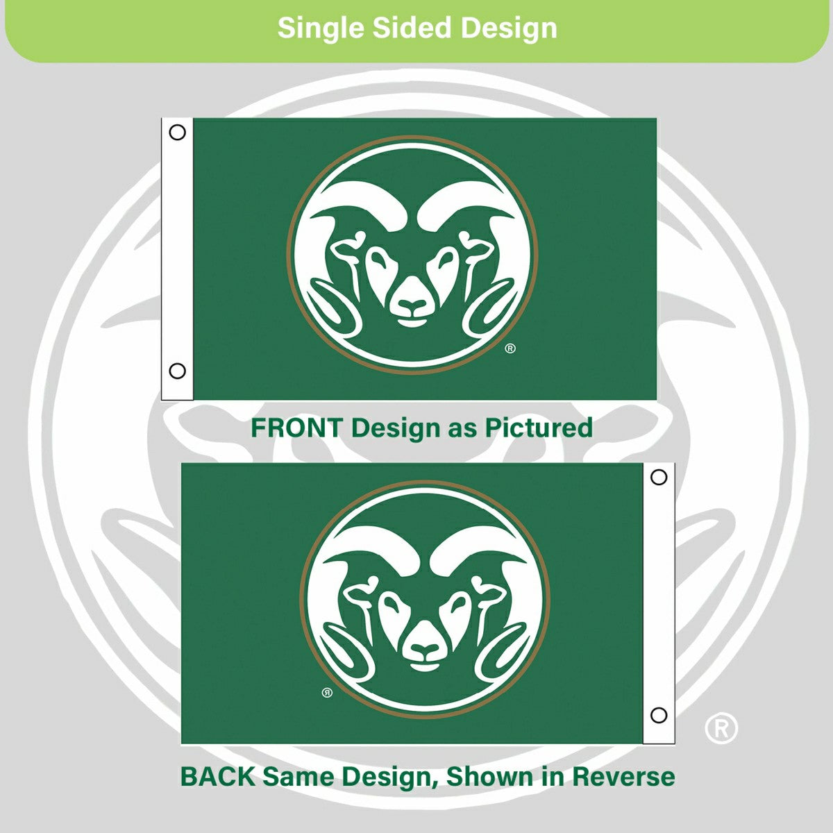 Colorado State Single Sided Flag w/ 2 Grommets, 3'x5', Collegiate, Home