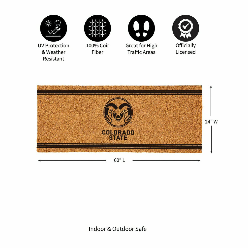 Colorado State University Extra Large One Color Coir Mat, 60"x24", Collegiate