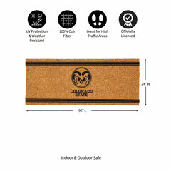 Colorado State University Extra Large One Color Coir Mat, 60"x24", Collegiate